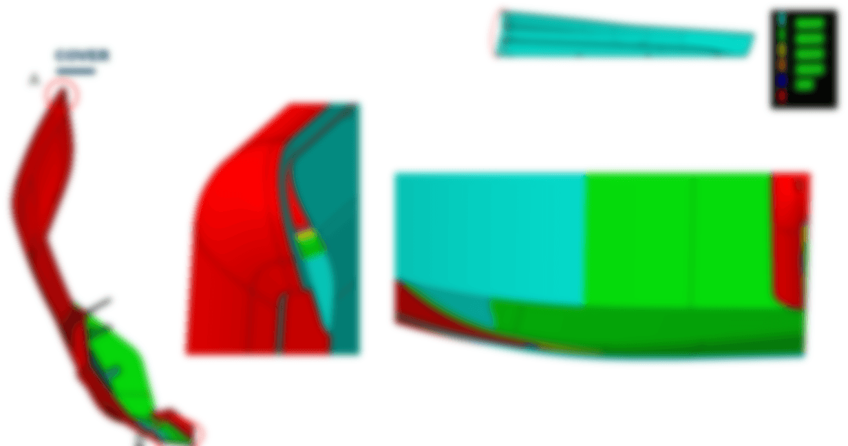 Draft analysis — red = critical, blue = acceptable, green = OK